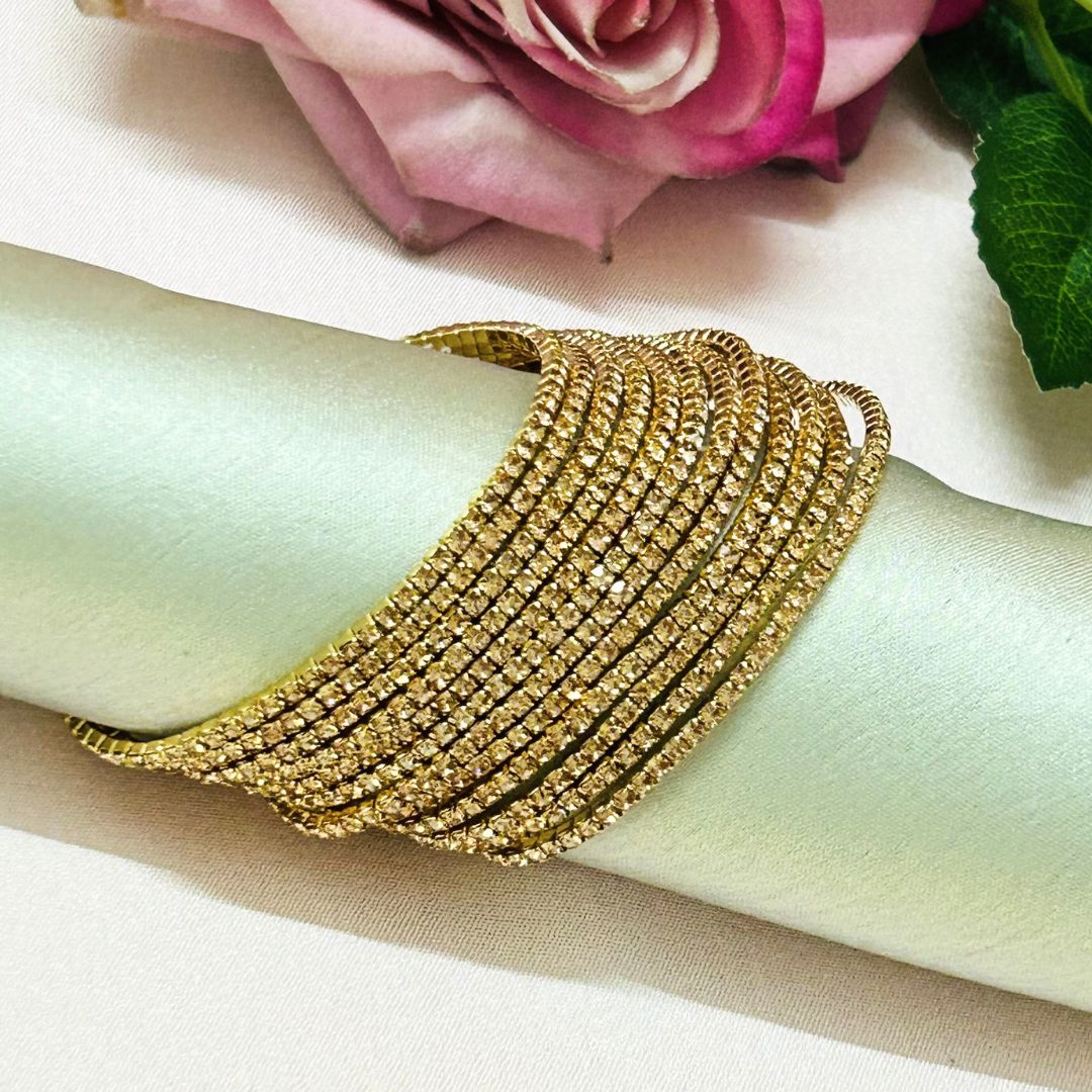 Stretchable Rose Glow Gold Plated Bracelet - Pack Of 12