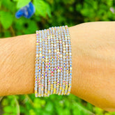 Stretchable Lavender Shimmer Gold Plated Bracelet - Pack Of 12