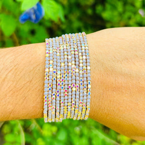 Stretchable Lavender Shimmer Gold Plated Bracelet - Pack Of 12