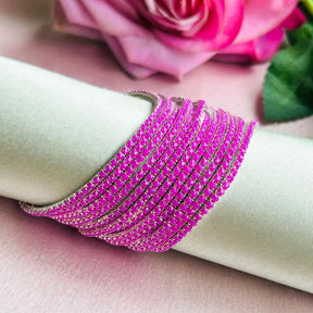 Stretchable Pastel Lilac Silver Plated Bracelet - Pack of 12