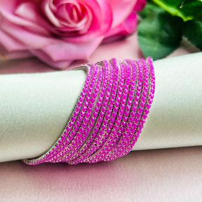 Stretchable Pastel Lilac Silver Plated Bracelet - Pack of 12