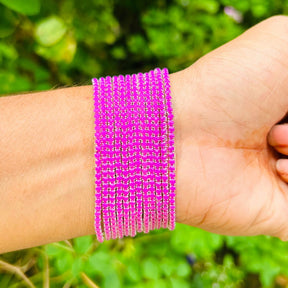 Stretchable Pastel Lilac Silver Plated Bracelet - Pack of 12