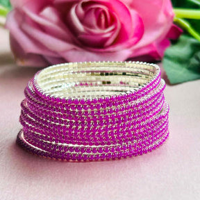 Stretchable Pastel Lilac Silver Plated Bracelet - Pack of 12