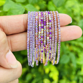 50 Shades of Purple Stretchable Bracelet  Set - Pack of 12