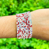Stretchable Ruby Shine Silver Plated Bracelet - Pack of 12