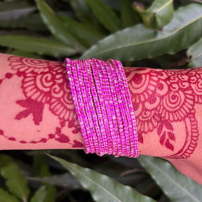 Stretchable Fuschia Pink Gold - Plated Bracelet - Pack of 12