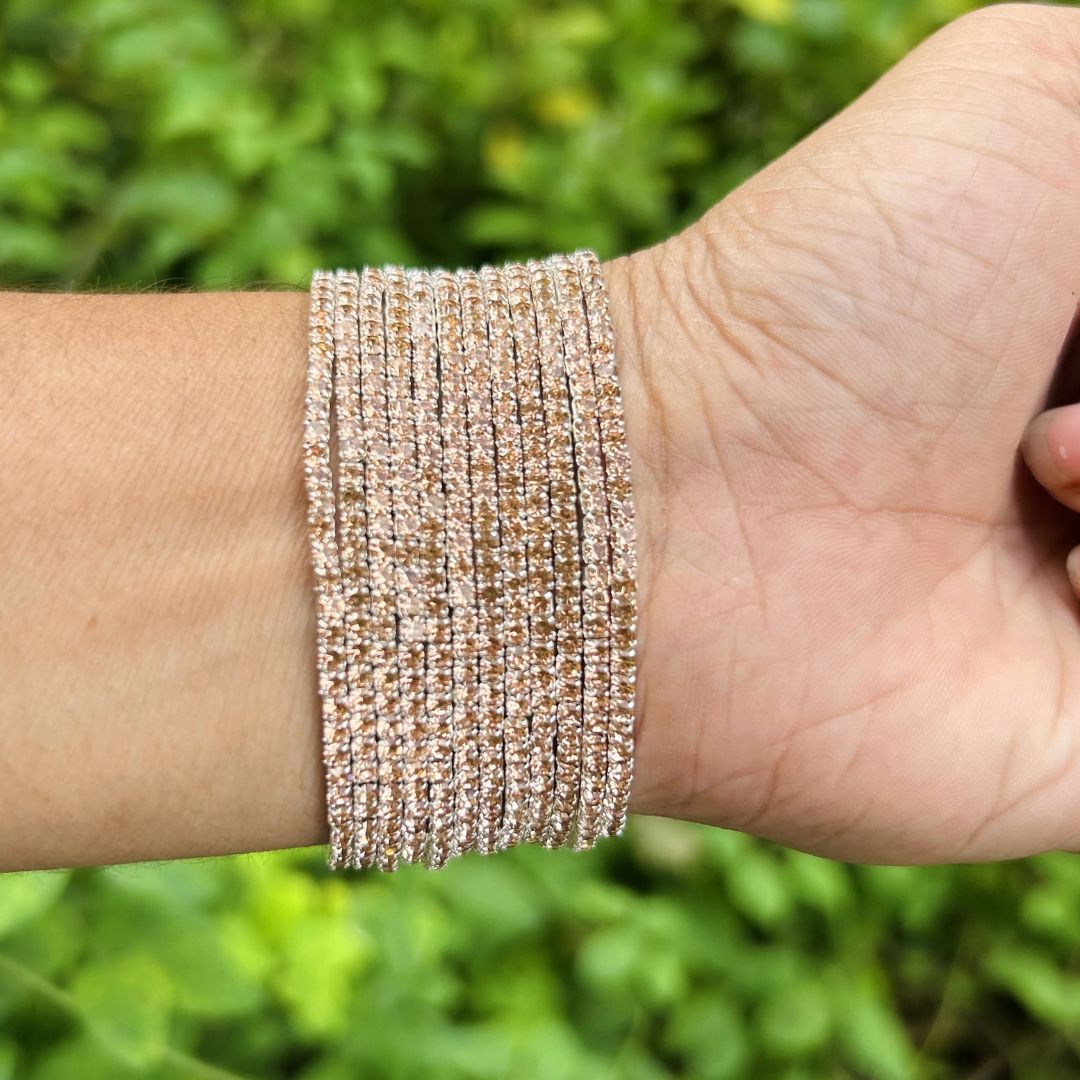 Stretchable Peach Silver Plated Bracelet - Pack of 12