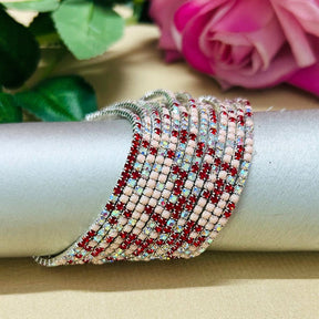 Stretchable Ruby Shine Silver Plated Bracelet - Pack of 12