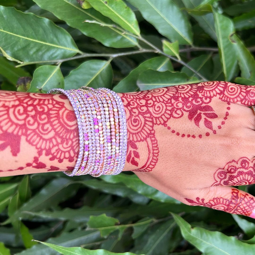 50 Shades of Purple Stretchable Bracelet  Set - Pack of 12