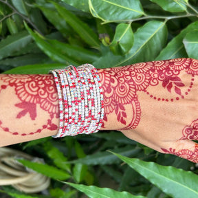 Stretchable Ruby Shine Silver Plated Bracelet - Pack of 12