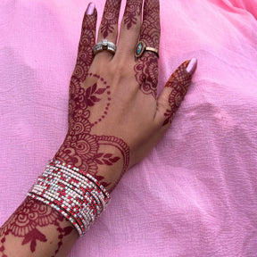 Stretchable Ruby Shine Silver Plated Bracelet - Pack of 12