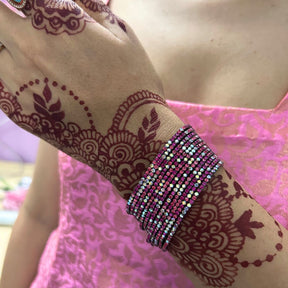 Stretchable Multi Pink Rhodium - Plated Bracelet - Pack of 12