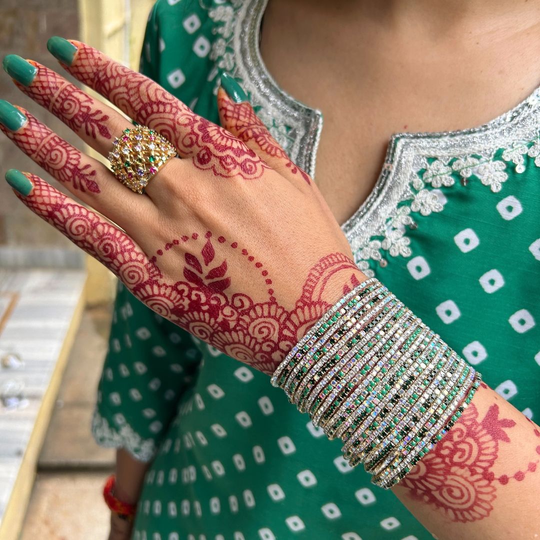 Mehendi Special Multicolour Stretchable Bracelet - Pack of 24