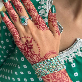 Stretchable Mint Sparkle Silver Plated Bracelet - Pack of 12