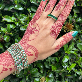 Stretchable Multi Green Silver - Plated Bracelet