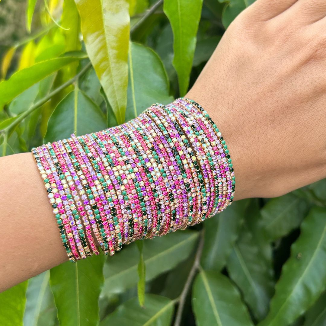 Wedding Special - Stretchable Multi Gold Plated Bracelet - Pack of 24