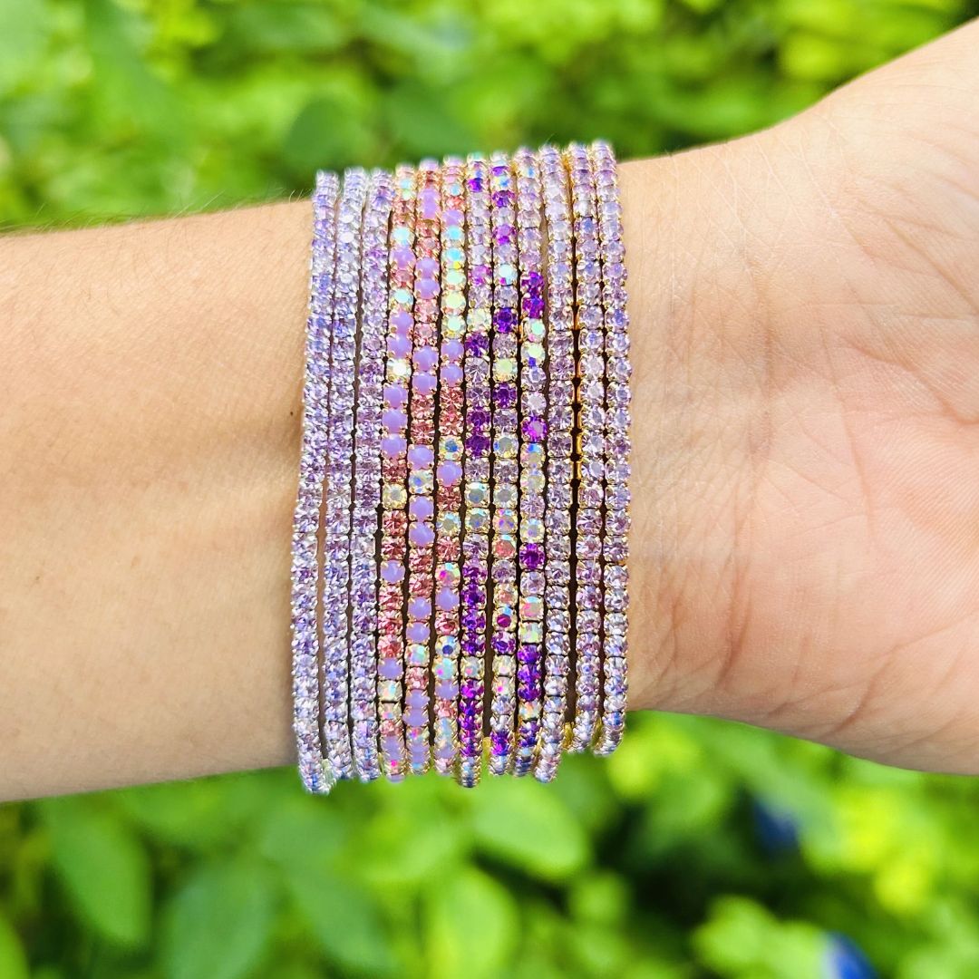 50 Shades of Purple Stretchable Bracelet  Set - Pack of 12