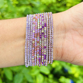 50 Shades of Purple Stretchable Bracelet  Set - Pack of 12