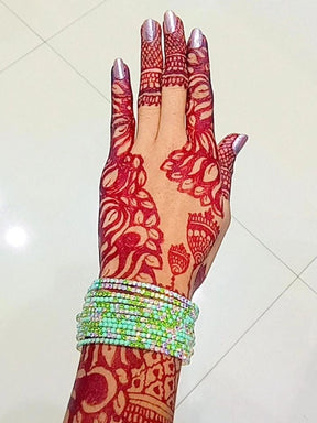 Stretchable Lime Green Bracelet Silver Plated - Pack of 12