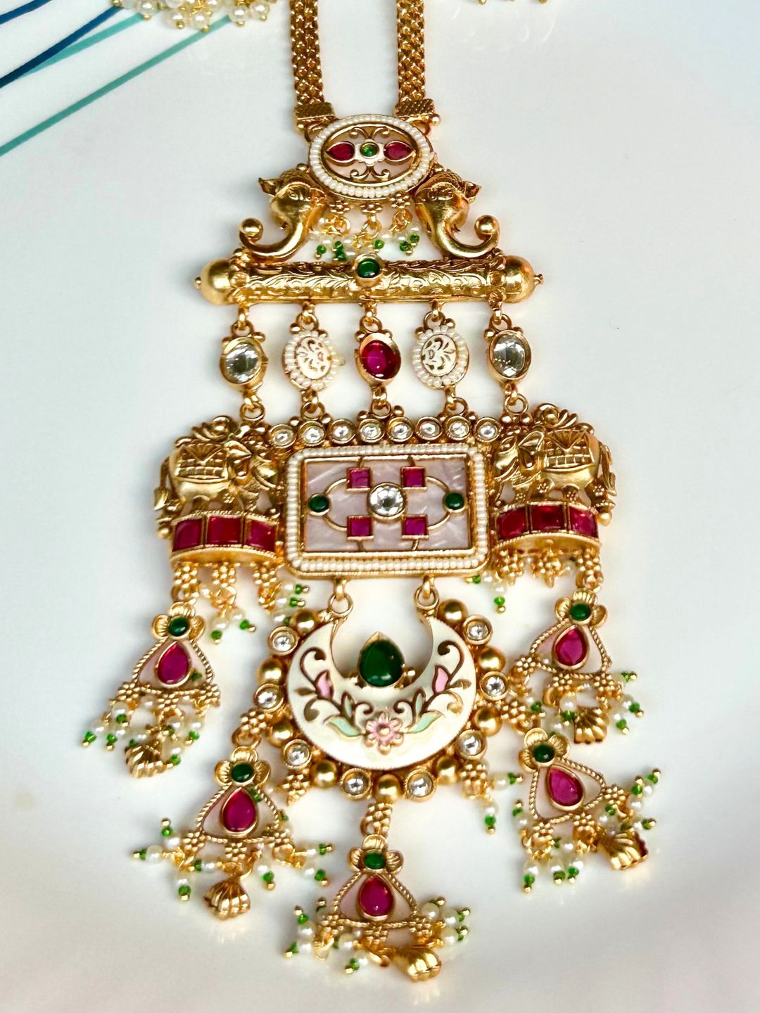 Noor-e-zewar Kundan Ruby Studded Necklace Set