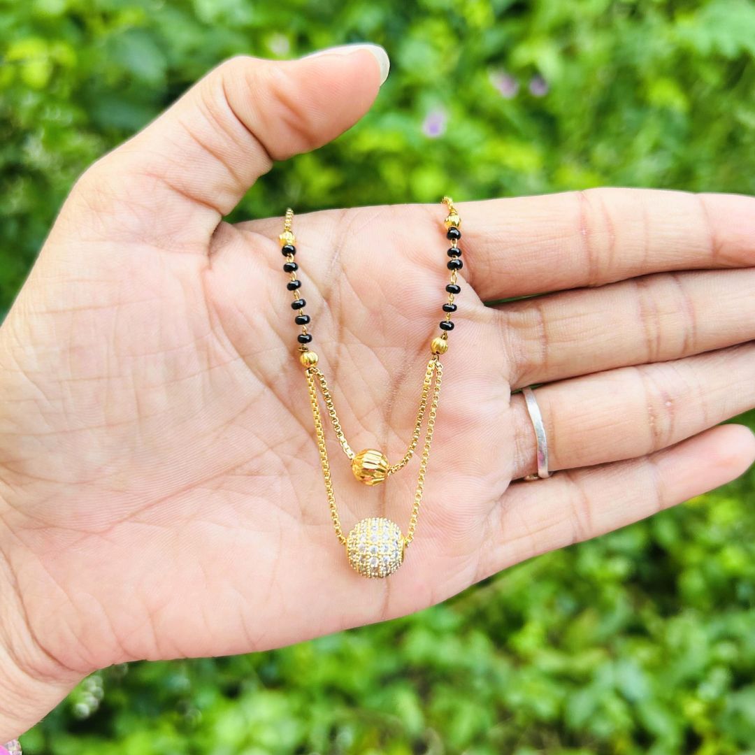 Double Pendant Mangalsutra with Black Matar