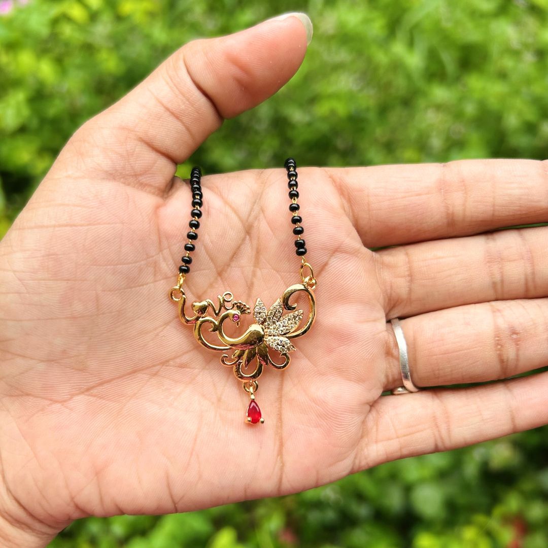 Peacock Love CZ Designer Mangalsutra