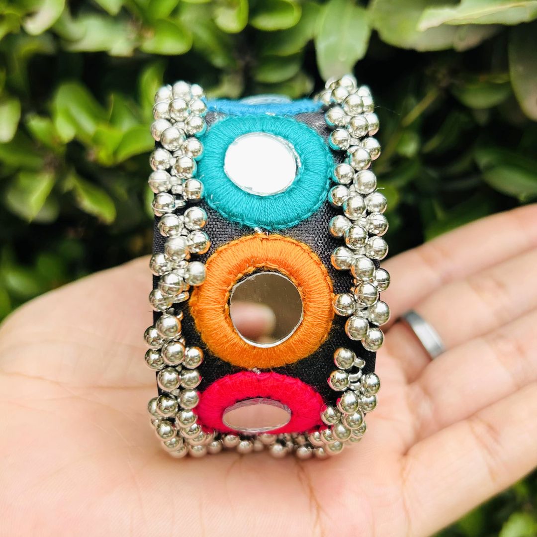Navratri Special Premium Thread Mirror Ghungroo Bracelet / Kada
