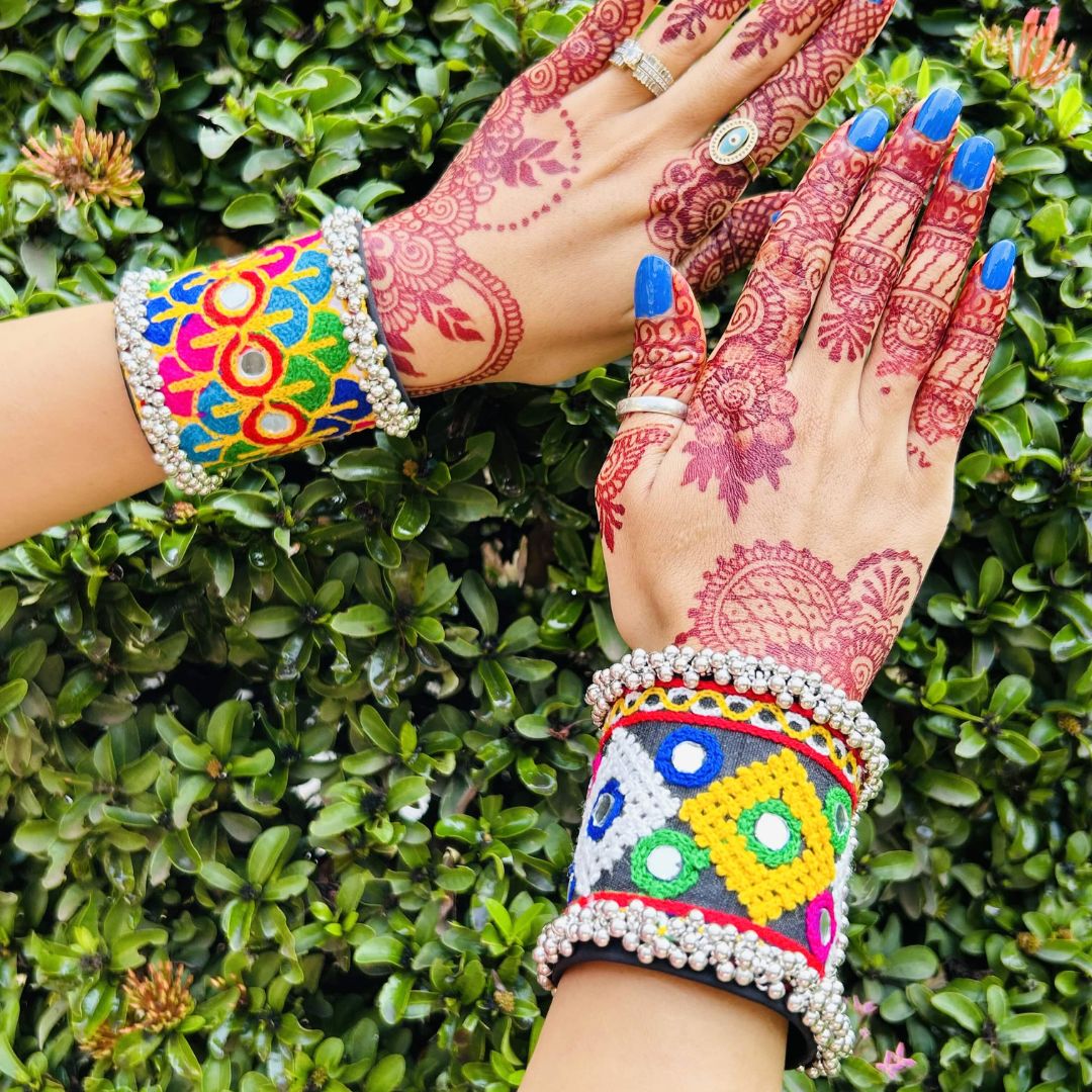 Navratri Special Premium Thread Mirror Ghungroo Bracelet / Kada
