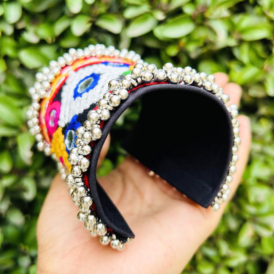 Navratri Special Premium Thread Mirror Ghungroo Bracelet / Kada