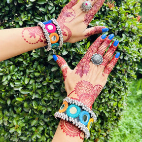 Navratri Special Premium Thread Mirror Ghungroo Bracelet / Kada