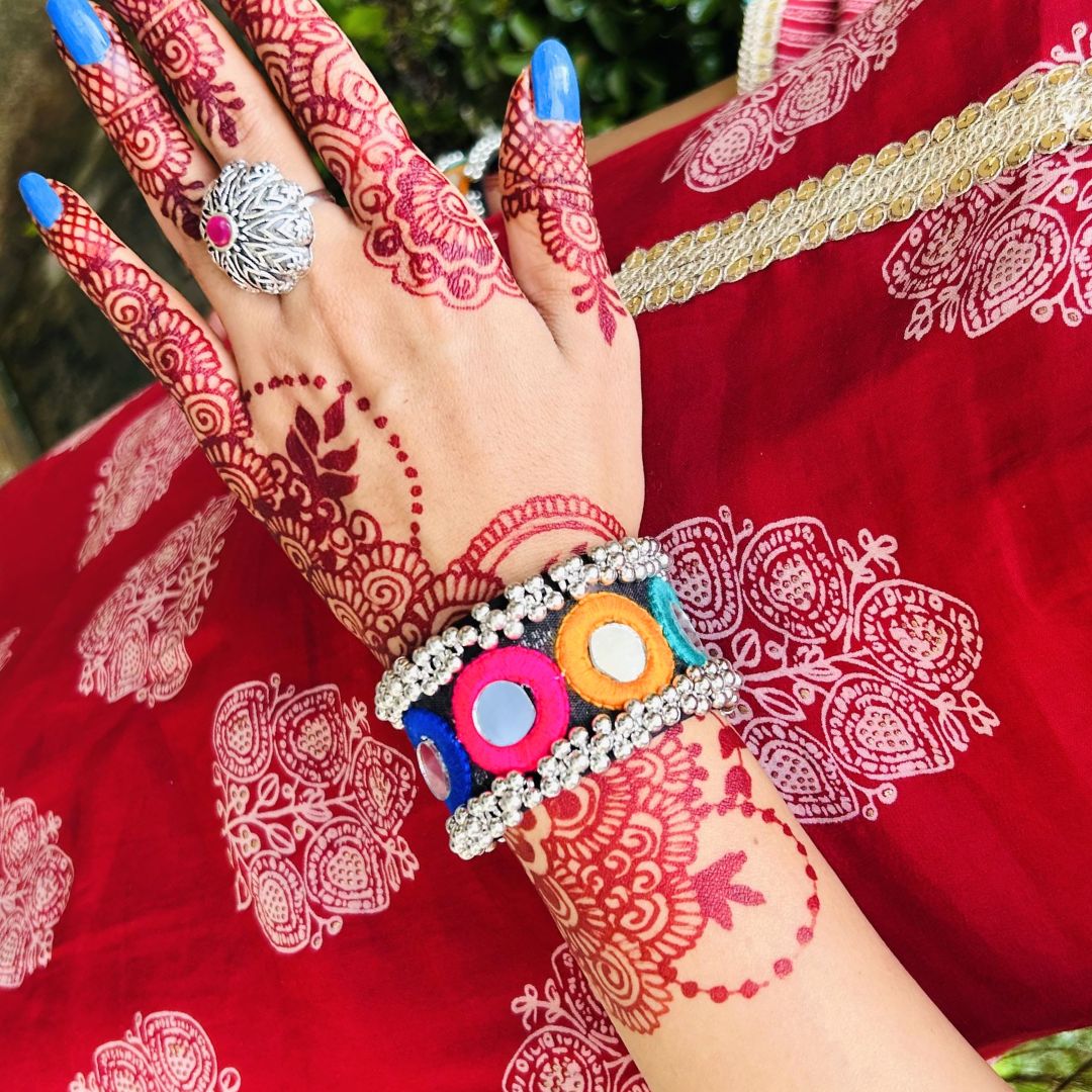 Navratri Special Premium Thread Mirror Ghungroo Bracelet / Kada