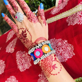 Navratri Special Premium Thread Mirror Ghungroo Bracelet / Kada