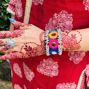Navratri Special Premium Thread Mirror Ghungroo Bracelet / Kada