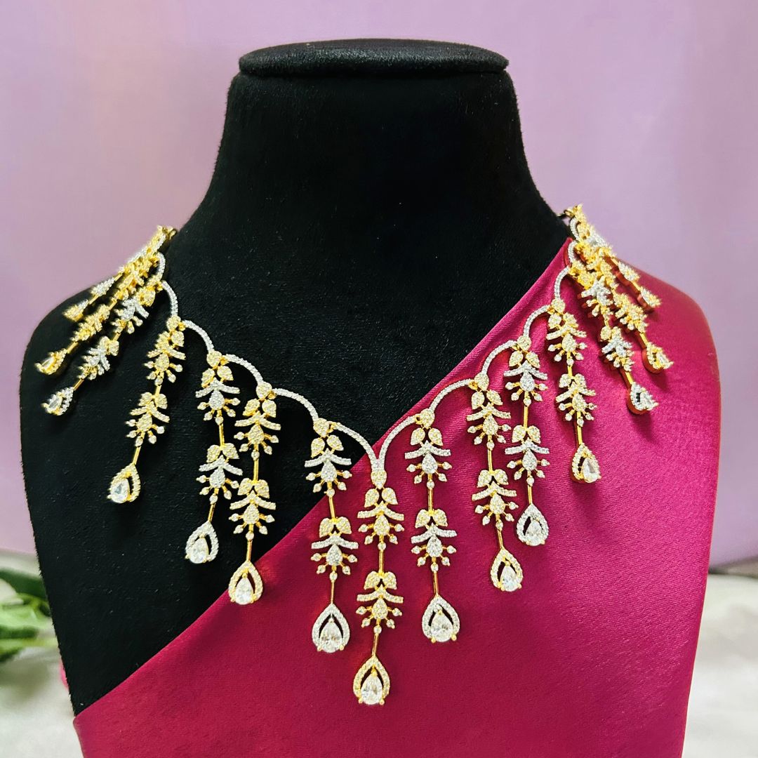 Daisy 18K Gold Plated American Diamond Necklace Set