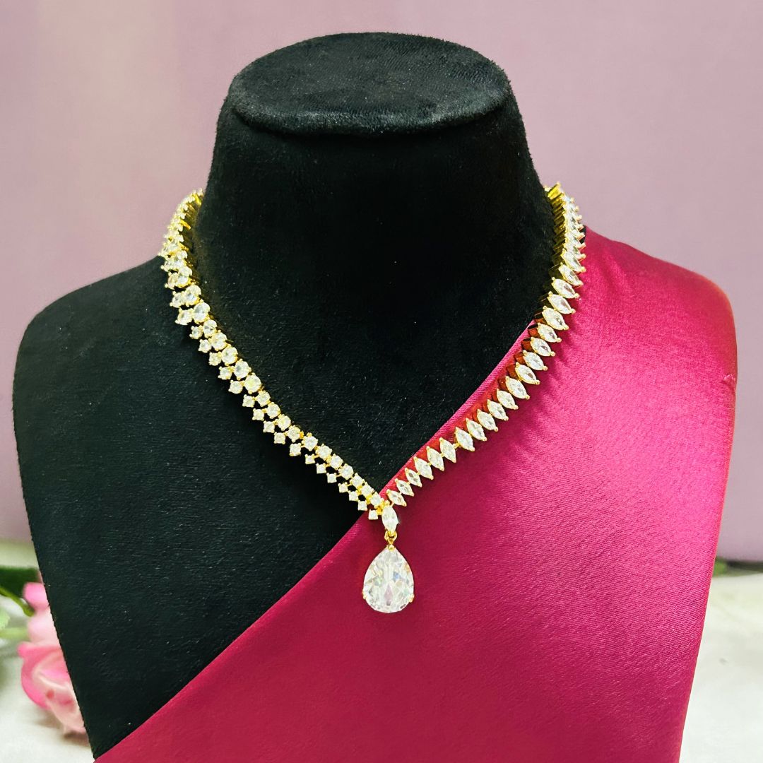 Mira 18K Gold Plated American Diamond Necklace Set
