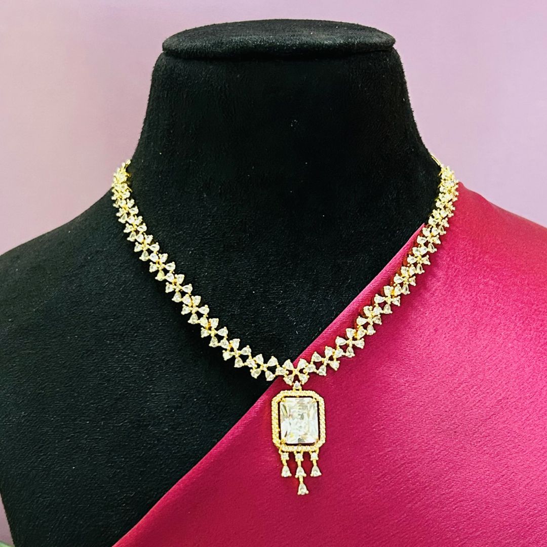 Aliya 18K Gold Plated American Diamond Necklace Set