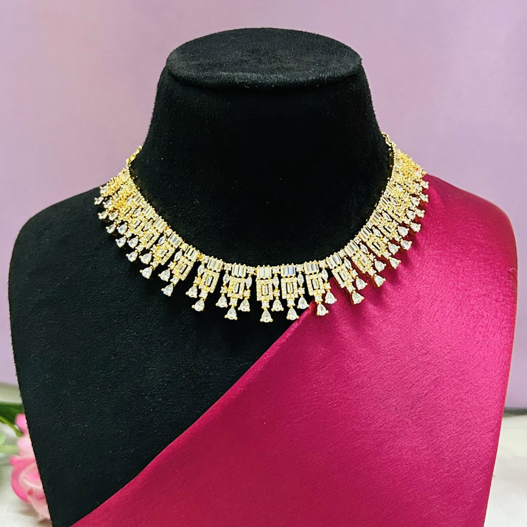 Adriana 18K Gold Plated American Diamond Necklace Set