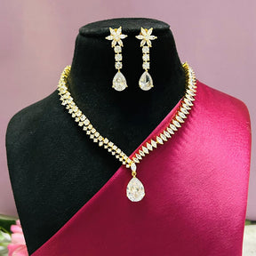 Mira 18K Gold Plated American Diamond Necklace Set
