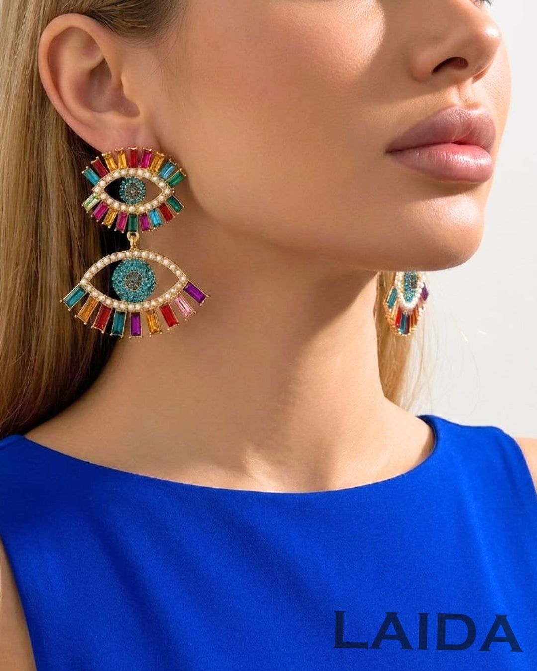 Multicolor Evil Eye Drop Earrings