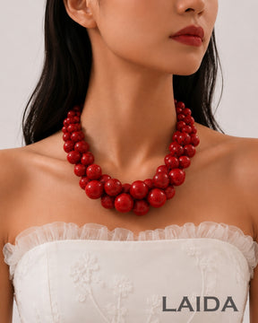 Red Resin Bead Ball Necklace