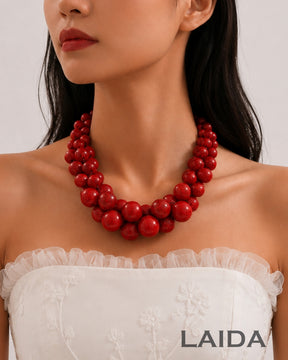 Red Resin Bead Ball Necklace