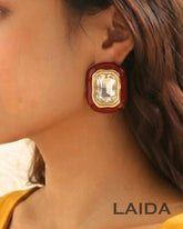 Vintage Chunky Red Stud Earrings