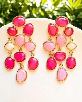 Crystal Layered Pink  Earrings