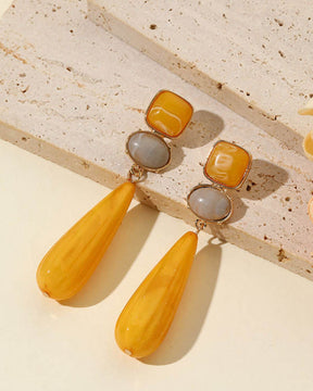 Yellow Resin Drop Earrings