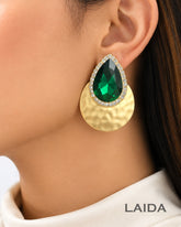 Emerald Green Teardrop Crystal Stud Earrings