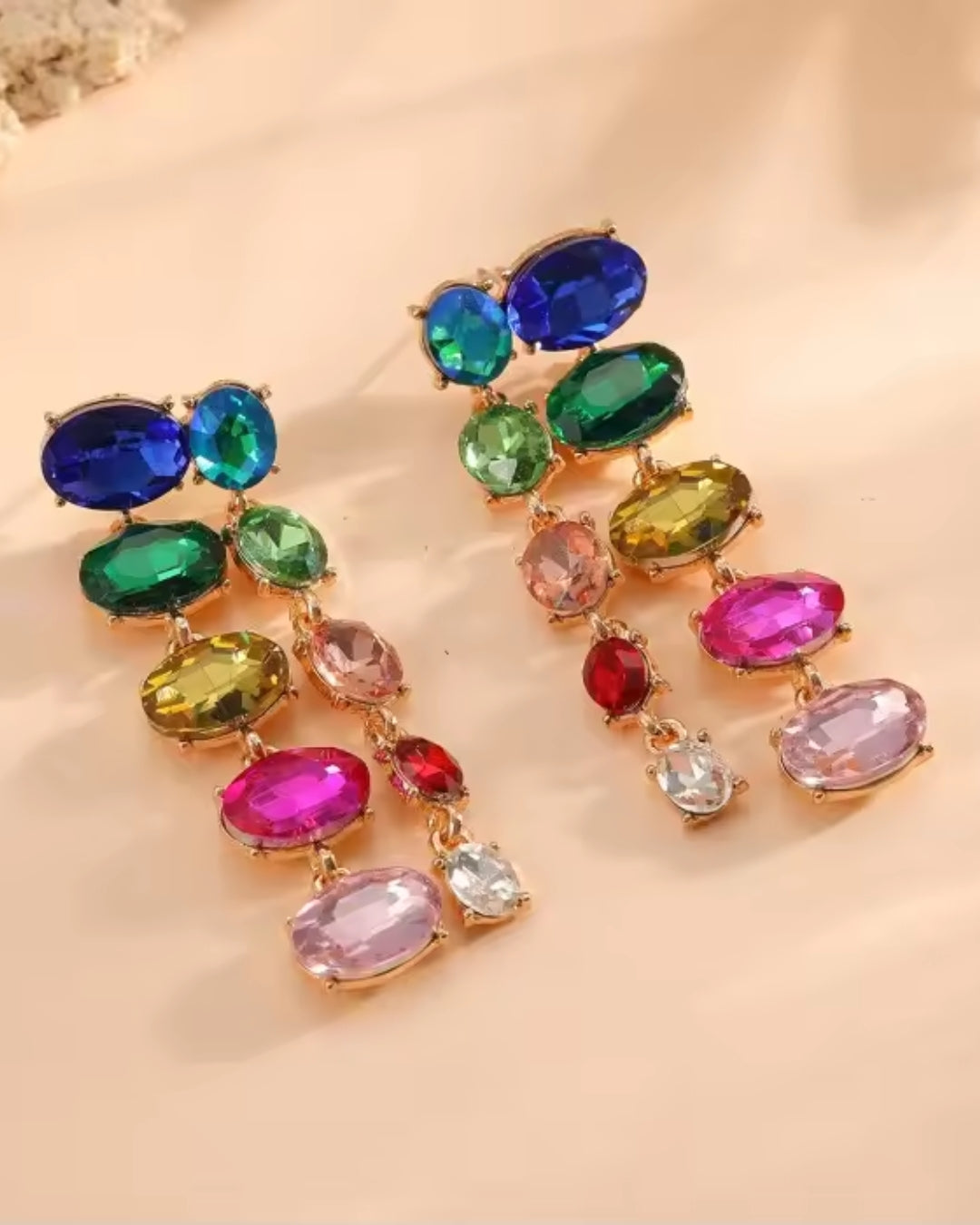 Multi Layer Rhinestone Drop Earrings