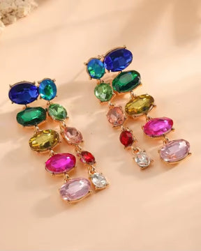 Multi Layer Rhinestone Drop Earrings