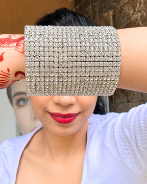 Silver Rhinestone Broad Bracelet
