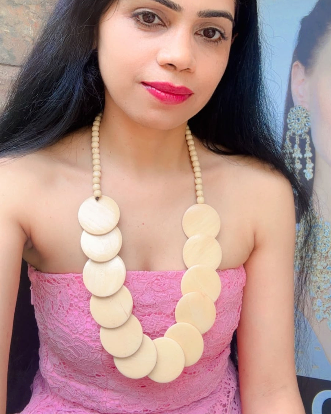 Vintage Off-White Wooden Chain Necklace