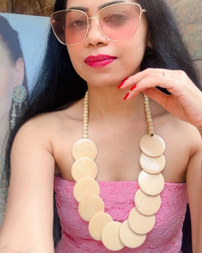 Vintage Off-White Wooden Chain Necklace
